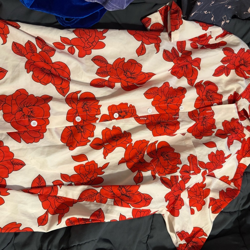 SHEIN Red Floral Shirt